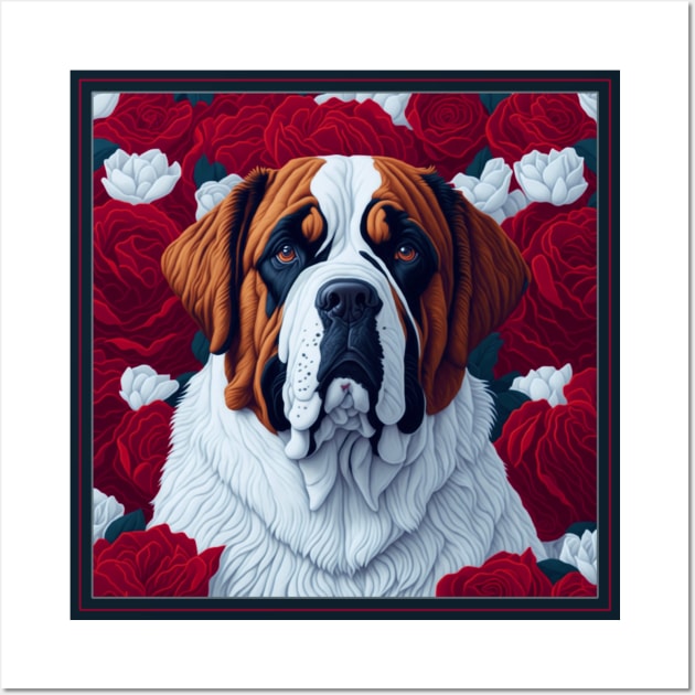 St bernard, dog. style vector (red version st bernard) Wall Art by xlhombat